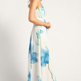 Waterlily Strapless Midi Dress - Blue