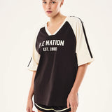 P.E NATION - Spinout Baseball Tee - Black Bean / Whisper White