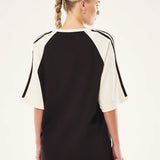 P.E NATION - Spinout Baseball Tee - Black Bean / Whisper White