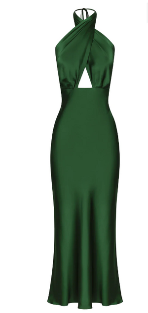 Shona Joy - Viridian Silk Halter Dress - Dark Green