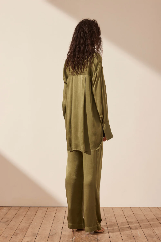 Shona Joy - Tuxedo Shirt - Green Olive