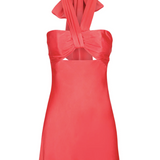 Shona Joy - Lydie Ruched Halter Mini Dress - Poppy Red