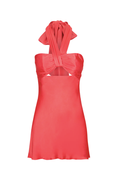 Shona Joy - Lydie Ruched Halter Mini Dress - Poppy Red