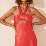 Shona Joy - Lydie Ruched Halter Mini Dress - Poppy Red