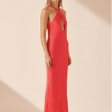 SHONA JOY- Lydie Cross Front Cut Out Midi - Poppy Red