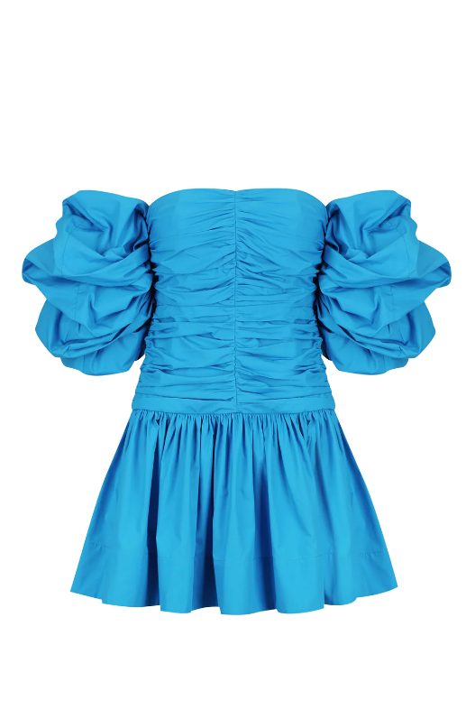Shona Joy - Josephine Ruched Frill Mini Dress - Aqua