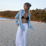 HUT CLOTHING - Boyfriend Linen Shirt - Breeze Blue