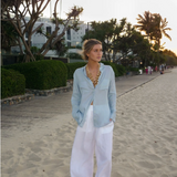 HUT CLOTHING - Boyfriend Linen Shirt - Breeze Blue