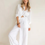 HUT CLOTHING - Boyfriend Linen Shirt - White