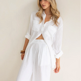HUT CLOTHING - Boyfriend Linen Shirt - White
