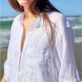 HUT CLOTHING - Boyfriend Linen Shirt - White