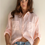 HUT CLOTHING - Boyfriend Linen Shirt - Marshmallow Pink