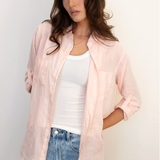 HUT CLOTHING - Boyfriend Linen Shirt - Marshmallow Pink