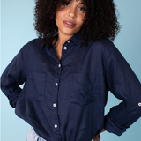 HUT CLOTHING - Boyfriend Linen Shirt - Forever Navy