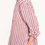 HUT CLOTHING - Boyfriend Linen Shirt - Rhubarb Yarn Stripe