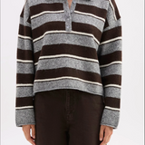 NUDE LUCY - Maria Rugby Knit - Charcoal Stripe