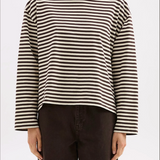 NUDE LUCY - Organic Stripe LS Tee - Espresso Stripe