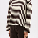 NUDE LUCY - Organic Stripe LS Tee - Espresso Stripe