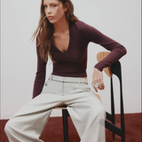 NUDE LUCY - Abia Merino Blend Knit Top - Mulberry