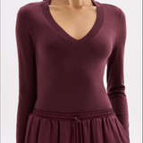 NUDE LUCY - Abia Merino Blend Knit Top - Mulberry