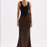 NUDE LUCY -  Amani Linen Skirt - Chocolate