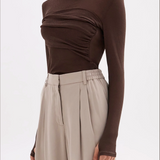 NUDE LUCY - Aster L.S Mesh Top - Chocolate