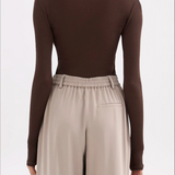 NUDE LUCY - Aster L.S Mesh Top - Chocolate