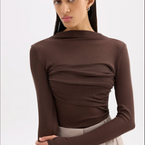 NUDE LUCY - Aster L.S Mesh Top - Chocolate