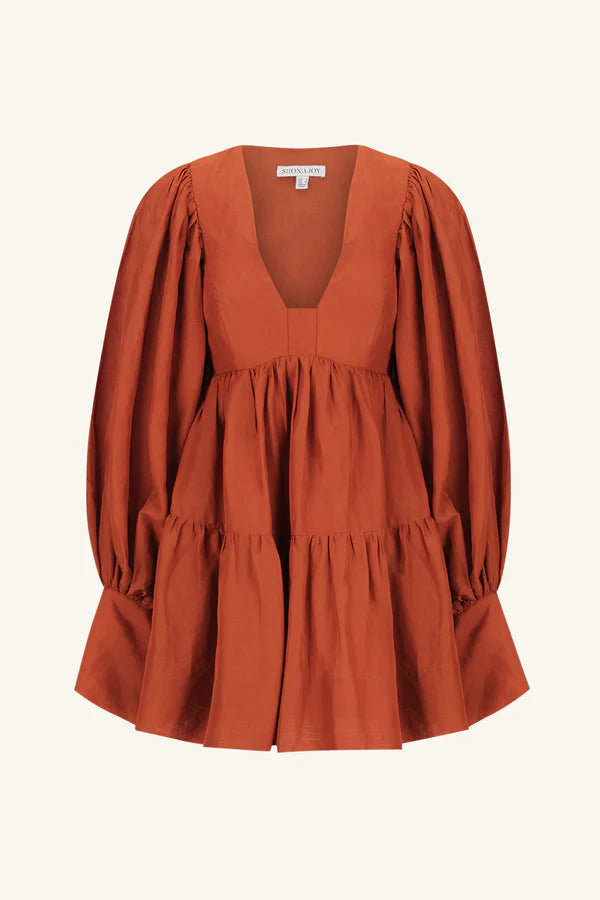 shona joy burnt orange dress Shona Joy - Maiori Gathered Bubble Midi Dress