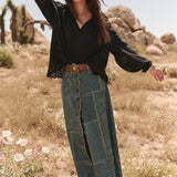 SPELL - Road Trip Denim Maxi Skirt - Bandana