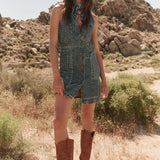 SPELL - Road Trip Denim Vest Dress - Bandana