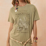 SPELL - Mermaid Truckstop Biker Tee - Khaki