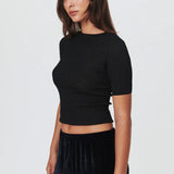 Rowie - Stanley Lurex Knit Tee - Silver Noir