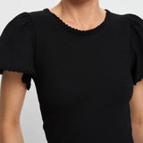 KIVARI - Tallulah Crochet Edge Tee - Black