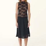 ROWIE - Tessa Silk Midi Skirt - Black