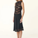 ROWIE - Tessa Silk Midi Skirt - Black