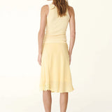 ROWIE - Tessa Silk Midi Skirt - Lemon