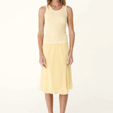 ROWIE - Tessa Silk Midi Skirt - Lemon