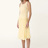 ROWIE - Tessa Silk Midi Skirt - Lemon