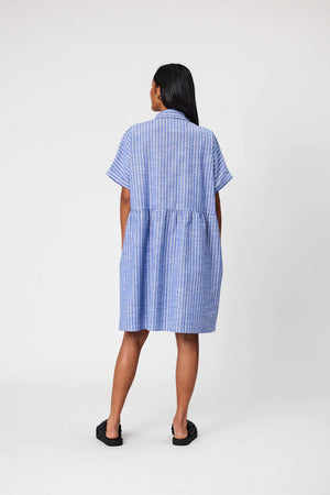 Marlow - Waves Shirt Dress - Denim Stripe