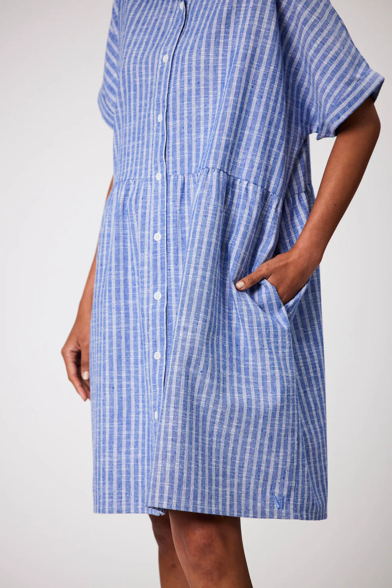 Marlow - Waves Shirt Dress - Denim Stripe