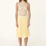 ROWIE - Tessa Silk Midi Skirt - Lemon