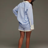 ARAMINTA JAMES - Club Cotton Shirt - Light Blue Stripe