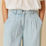 INDI & COLD - Denim Effect Pants - Tejano