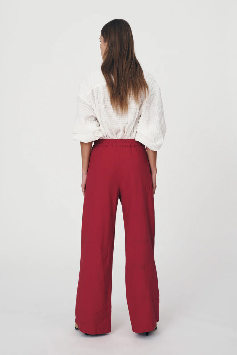 ROWIE - Vera Linen Wide Pants - Poppy Red