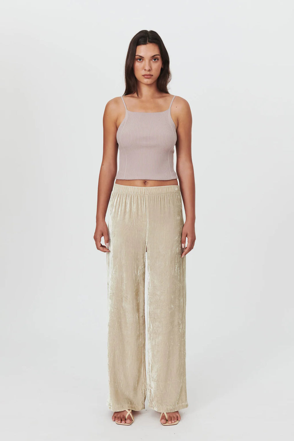 Rowie - Vera Silk Velvet Pants - Silver Birch