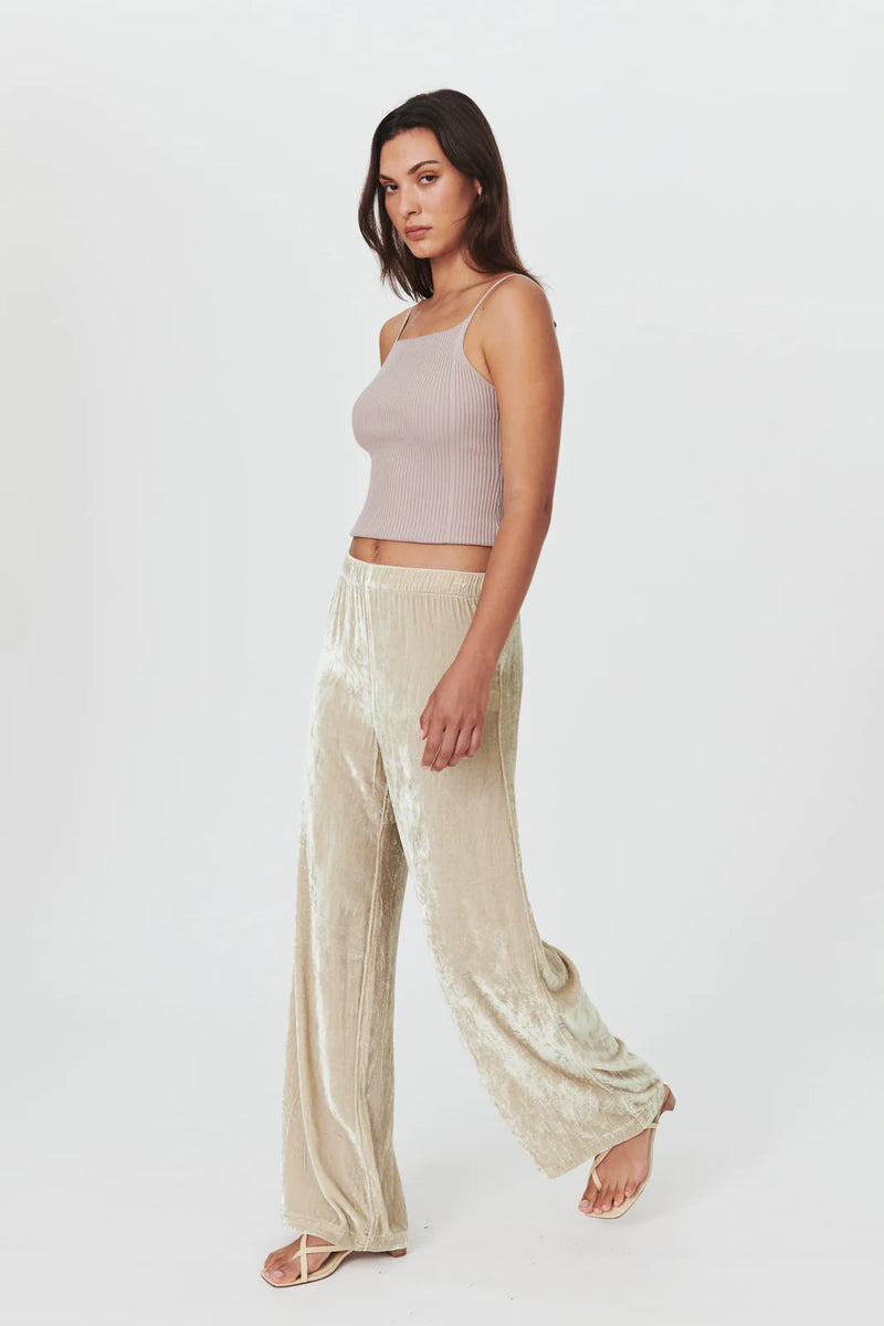 Rowie - Vera Silk Velvet Pants - Silver Birch