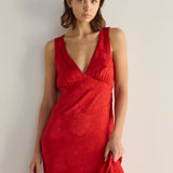 AUGUSTE - River Midi Dress - Red Floral