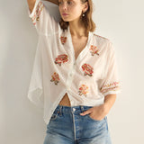 AUGUSTE - Vesper Embroidered Blouse - White