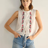 AUGUSTE - Bellamy Embroidered Blouse - White